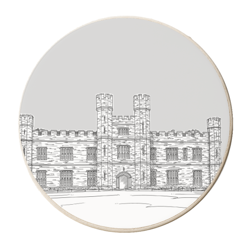 Leeds Castle In Kent, England (Grey Version) - personalised beer coaster by Adam Regester