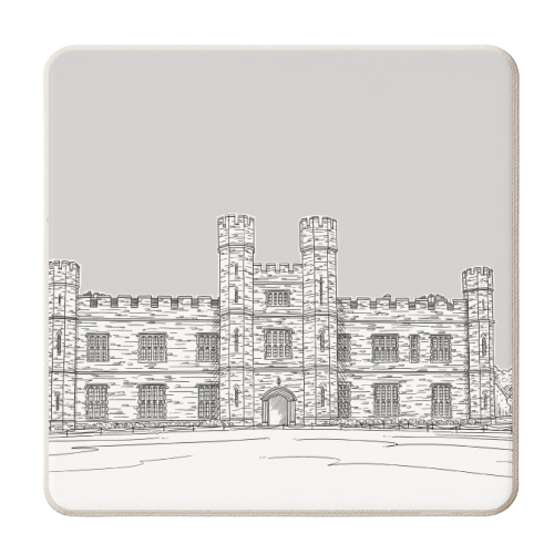 Leeds Castle In Kent, England (Grey Version) - personalised beer coaster by Adam Regester