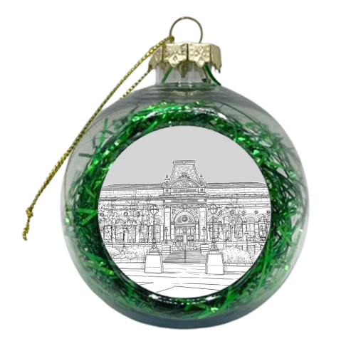 Leeds City Museum Illustration ( Pale Grey) - xmas bauble by Adam Regester