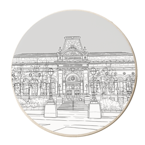 Leeds City Museum Illustration ( Pale Grey) - personalised beer coaster by Adam Regester