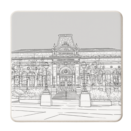 Leeds City Museum Illustration ( Pale Grey) - personalised beer coaster by Adam Regester