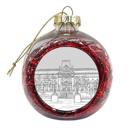 Leeds City Museum Illustration ( Pale Grey) - xmas bauble by Adam Regester