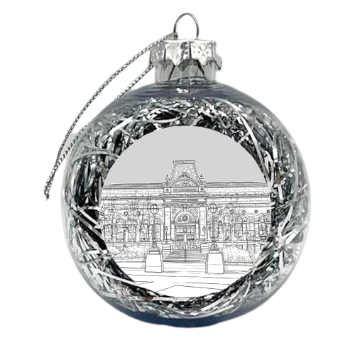 Leeds City Museum Illustration ( Pale Grey) - xmas bauble by Adam Regester