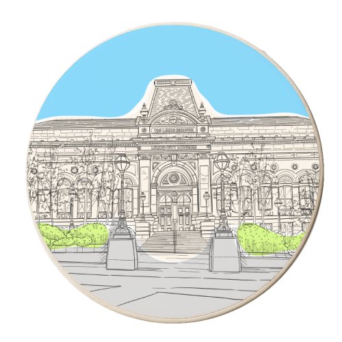Leeds City Museum Illustration - personalised beer coaster by Adam Regester