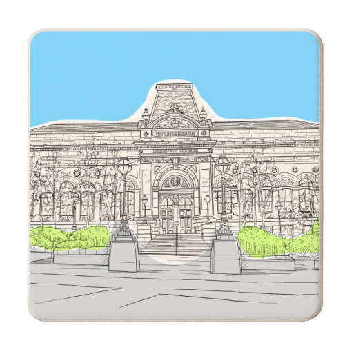 Leeds City Museum Illustration - personalised beer coaster by Adam Regester
