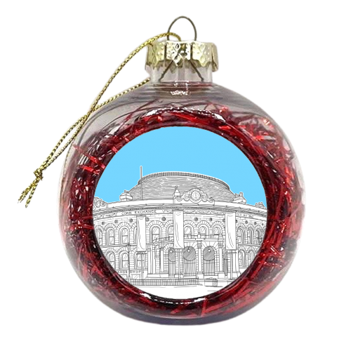 Leeds Corn Exchange Drawing (Pale Blue Background) - xmas bauble by Adam Regester