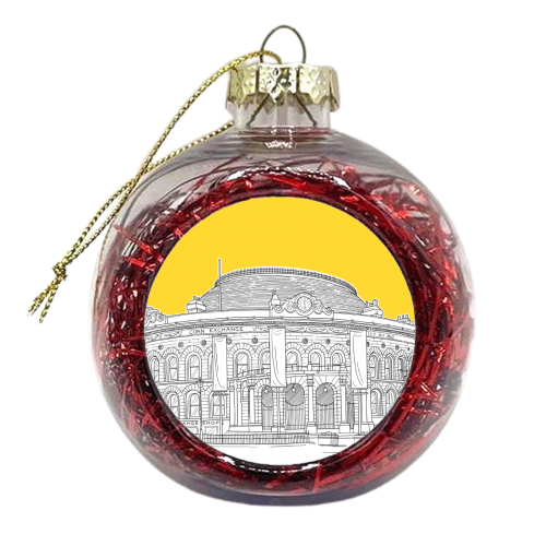 Leeds Corn Exchange Sketch (Yellow) - xmas bauble by Adam Regester