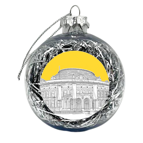 Leeds Corn Exchange Sketch (Yellow) - xmas bauble by Adam Regester