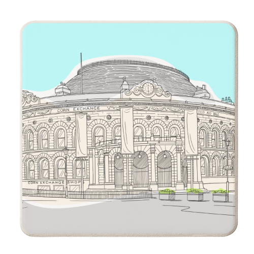 Leeds Corn Exchange (West Yorkshire) Illustration - personalised beer coaster by Adam Regester