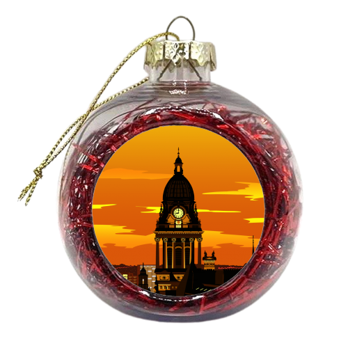 Leeds Dusk - xmas bauble by Richard O'Neill