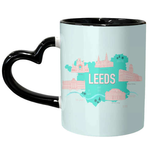 Leeds (West Yorkshire, England) Illustrative Map - unique mug by Adam Regester