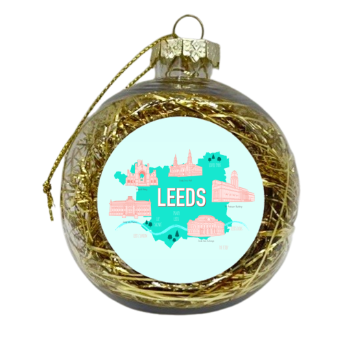 Leeds (West Yorkshire, England) Illustrative Map - xmas bauble by Adam Regester