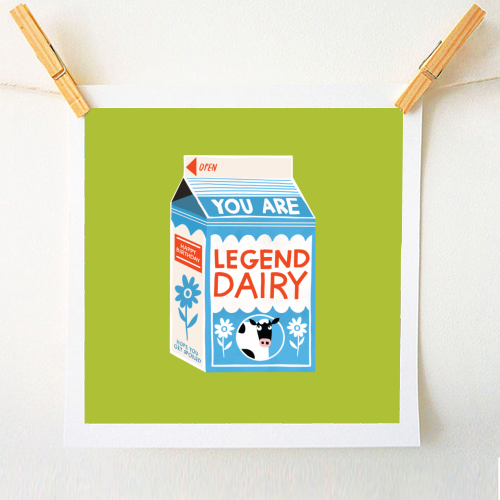 Legend Dairy Funny Milk Cow Design - A1 - A4 art print by AbiGoLucky