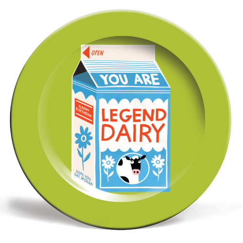 Legend Dairy Funny Milk Cow Design - ceramic dinner plate by AbiGoLucky