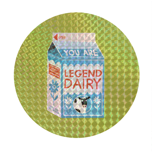 Legend Dairy Funny Milk Cow Design - Circle Sticker by AbiGoLucky
