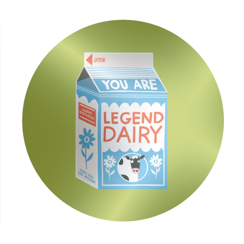 Legend Dairy Funny Milk Cow Design - Circle Sticker by AbiGoLucky