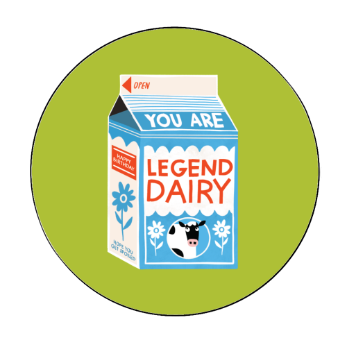 Legend Dairy Funny Milk Cow Design - Circle Sticker by AbiGoLucky