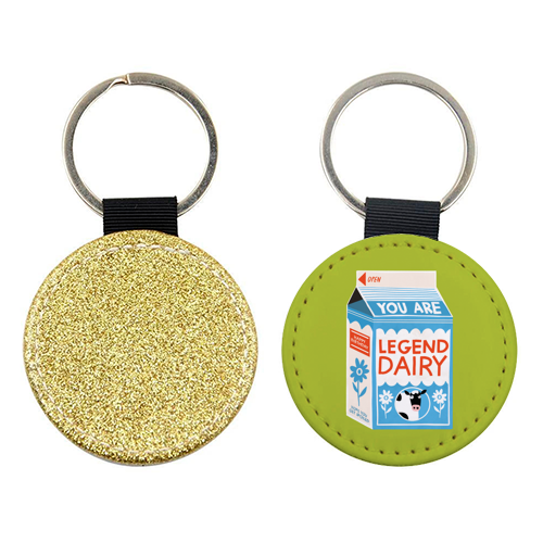 Legend Dairy Funny Milk Cow Design - keyring by AbiGoLucky