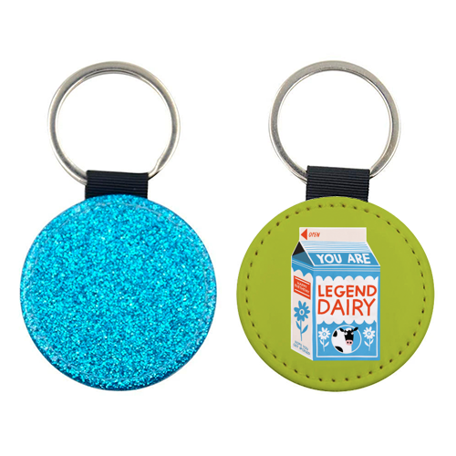 Legend Dairy Funny Milk Cow Design - keyring by AbiGoLucky