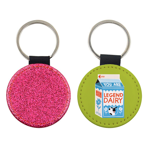 Legend Dairy Funny Milk Cow Design - keyring by AbiGoLucky