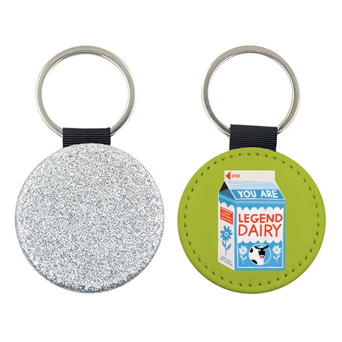 Legend Dairy Funny Milk Cow Design - keyring by AbiGoLucky