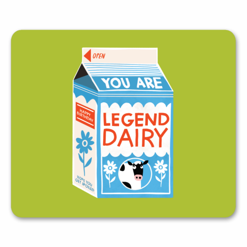 Legend Dairy Funny Milk Cow Design - mouse mat by AbiGoLucky