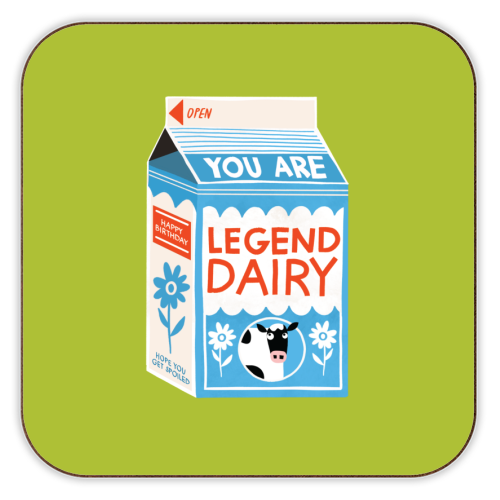 Legend Dairy Funny Milk Cow Design - personalised beer coaster by AbiGoLucky