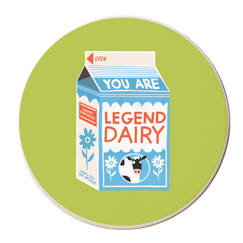 Legend Dairy Funny Milk Cow Design - personalised beer coaster by AbiGoLucky