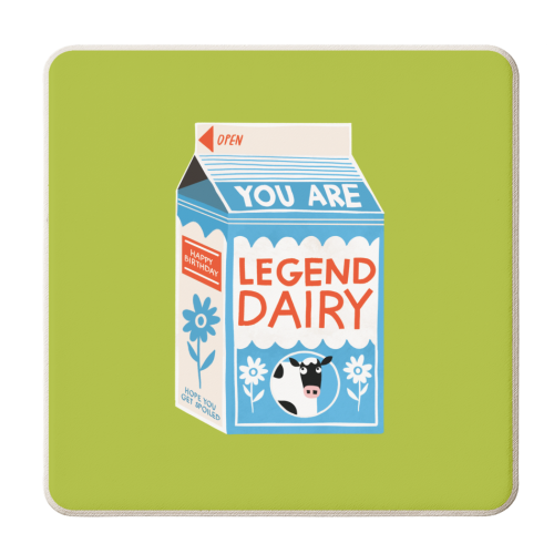Legend Dairy Funny Milk Cow Design - personalised beer coaster by AbiGoLucky