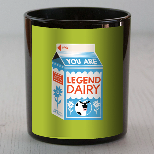 Legend Dairy Funny Milk Cow Design - scented candle by AbiGoLucky