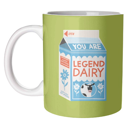 Legend Dairy Funny Milk Cow Design - unique mug by AbiGoLucky