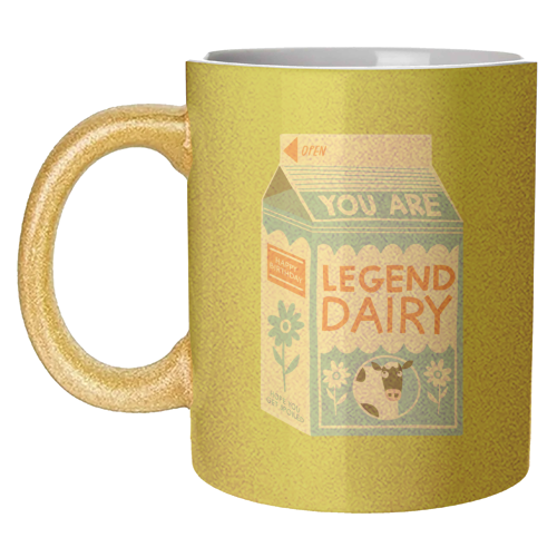 Legend Dairy Funny Milk Cow Design - unique mug by AbiGoLucky