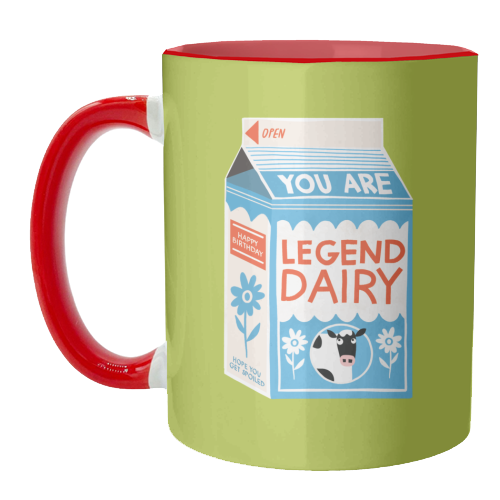 Legend Dairy Funny Milk Cow Design - unique mug by AbiGoLucky