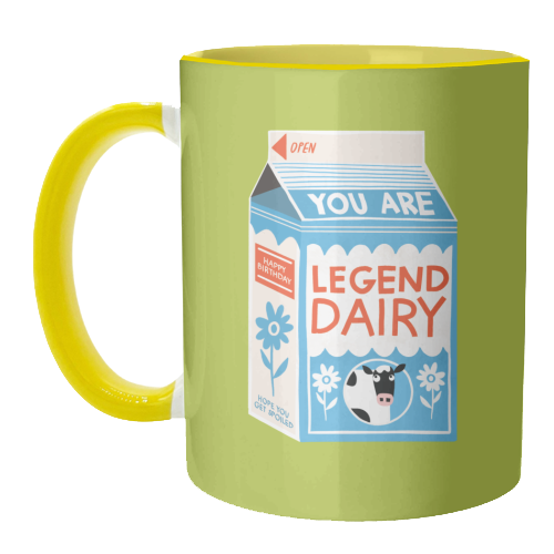 Legend Dairy Funny Milk Cow Design - unique mug by AbiGoLucky