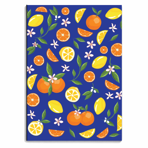 Lemon & Orange Dark Blue Twist - personalised A4, A5, A6 notebook by Niamh McKeown
