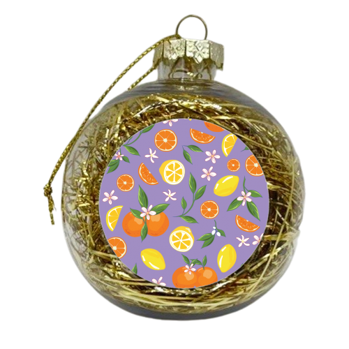 Lemon & Orange Purple Twist - xmas bauble by Niamh McKeown