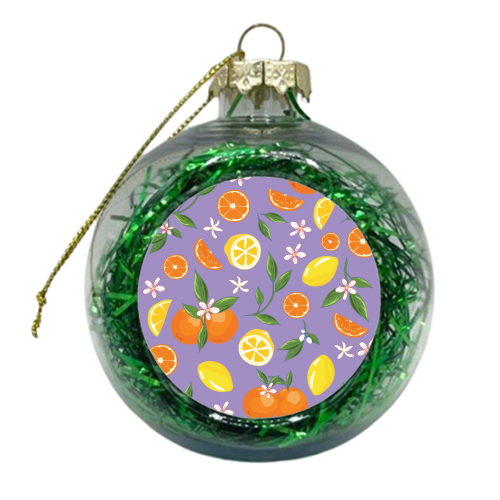 Lemon & Orange Purple Twist - xmas bauble by Niamh McKeown