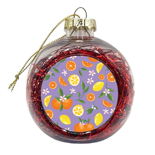 Lemon & Orange Purple Twist - xmas bauble by Niamh McKeown