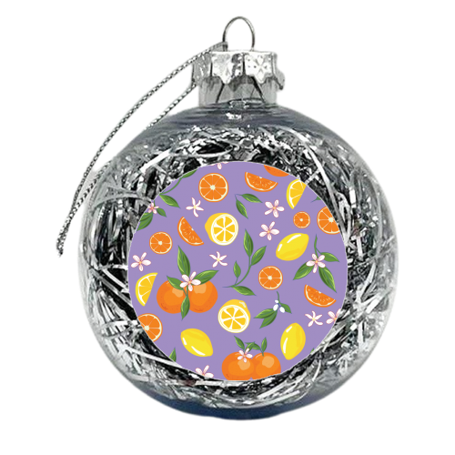 Lemon & Orange Purple Twist - xmas bauble by Niamh McKeown