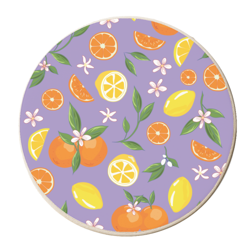 Lemon & Orange Purple Twist - personalised beer coaster by Niamh McKeown