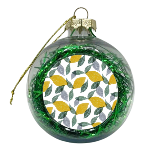 Lemons and Leaves - xmas bauble by Natasha Troy