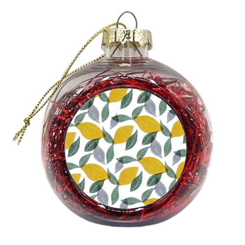 Lemons and Leaves - xmas bauble by Natasha Troy