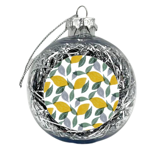 Lemons and Leaves - xmas bauble by Natasha Troy