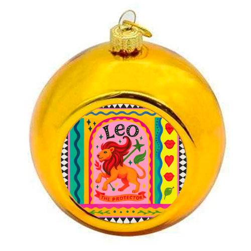 Leo star sign - colourful christmas bauble by Wallace Elizabeth