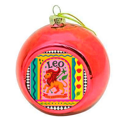 Leo star sign - colourful christmas bauble by Wallace Elizabeth