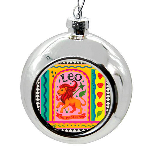Leo star sign - colourful christmas bauble by Wallace Elizabeth