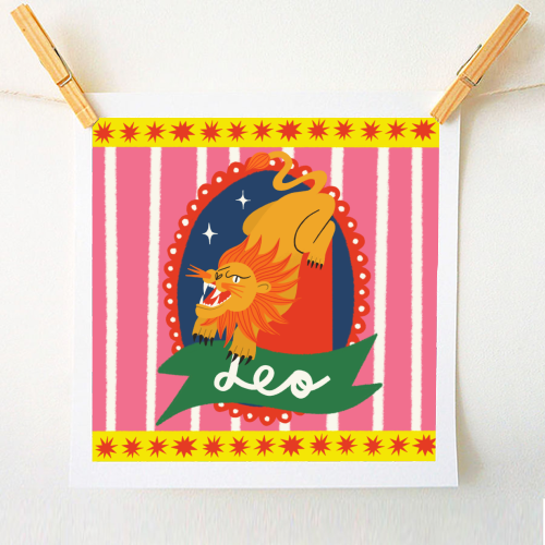 Leo Star Sign Design - A1 - A4 art print by AbiGoLucky
