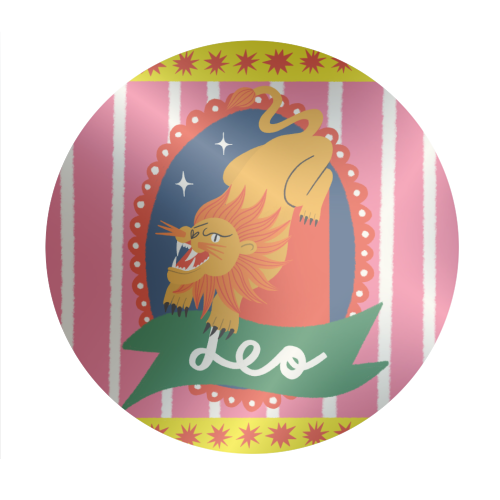 Leo Star Sign Design - Circle Sticker by AbiGoLucky