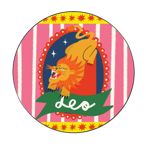 Leo Star Sign Design - Circle Sticker by AbiGoLucky