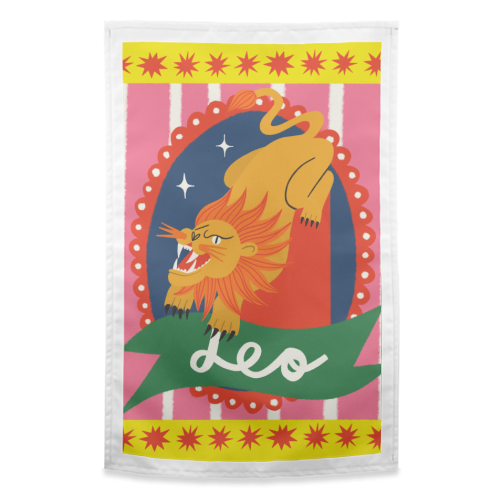 Leo Star Sign Design - funny tea towel by AbiGoLucky